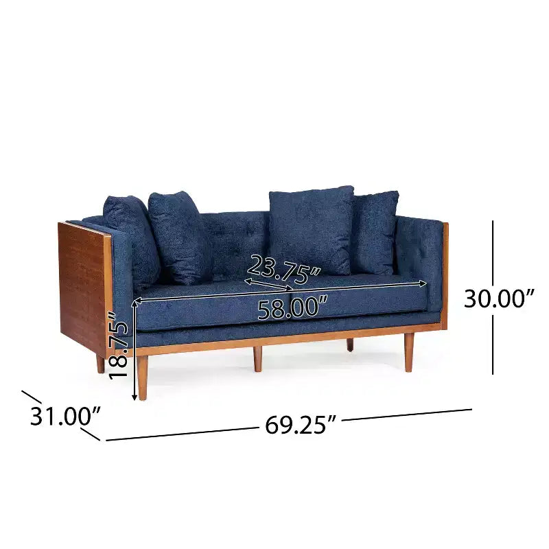 Causeuse capitonnée avec coussins décoratifs